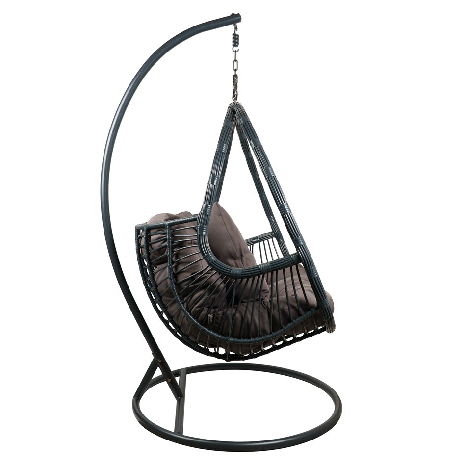 Hanging chair Graneda, dark brown/dark grey, H113x128x75cm