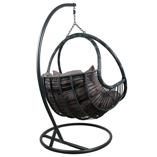 Hanging chair Graneda, dark brown/dark grey, H113x128x75cm