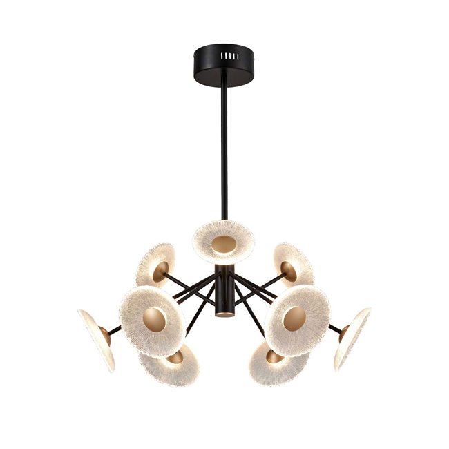 Подвесной светильник Agria, черный/прозрачный/золотой цвет, D73cm, LEDx9 5W, 3000K, 990lm