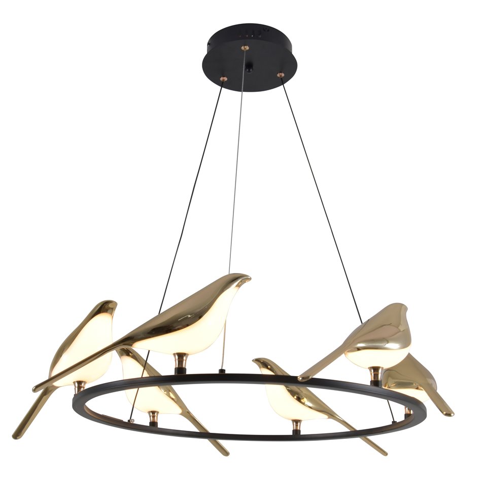 Подвесной светильник Malarro 6, черный/золотой цвет, H150cm, D65cm, LED 48W, 3000K