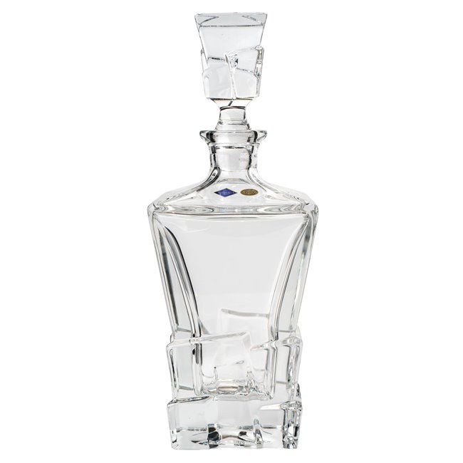 Crystal decanter with lid Crack, 900 ml, H28.5x11.2x11.2cm