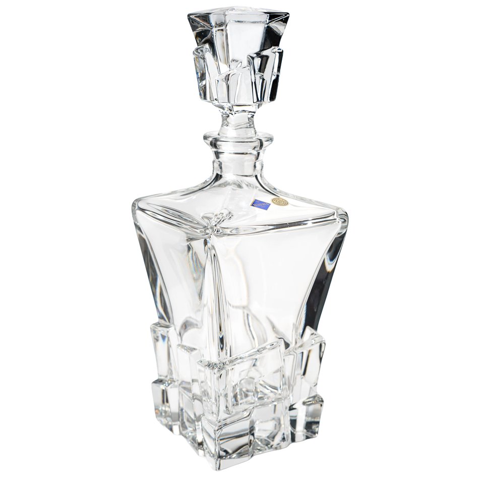 Crystal decanter with lid Crack, 900 ml, H28.5x11.2x11.2cm