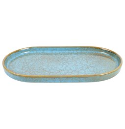 Тарелка Scratch Blue L, овальный, коричневый/синий, фарфор, 31x18cm H3cm