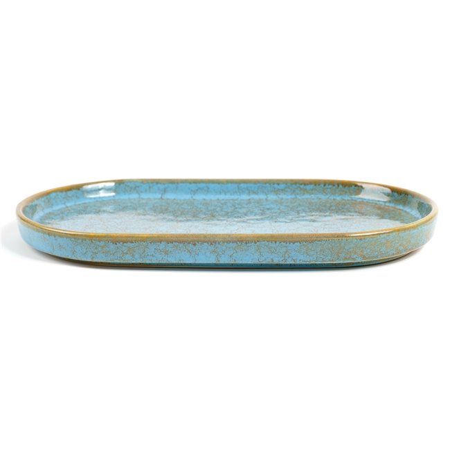 Тарелка Scratch Blue L, овальный, коричневый/синий, фарфор, 31x18cm H3cm