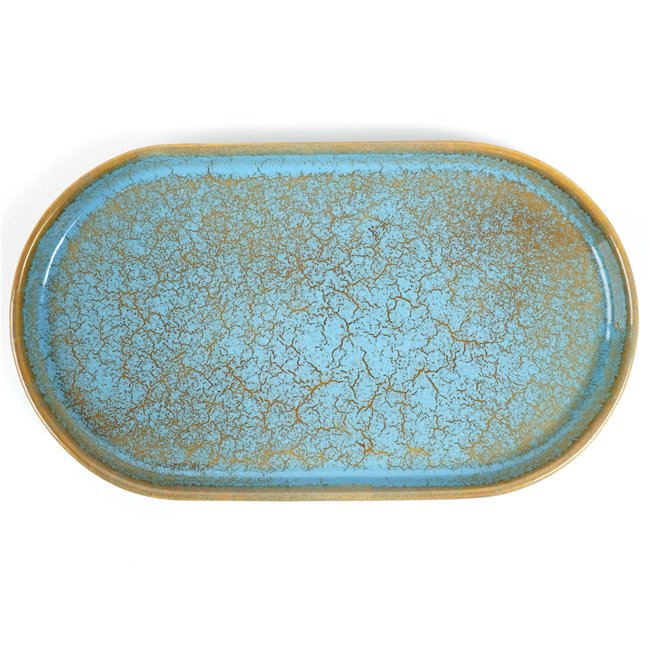 Тарелка Scratch Blue L, овальный, коричневый/синий, фарфор, 31x18cm H3cm