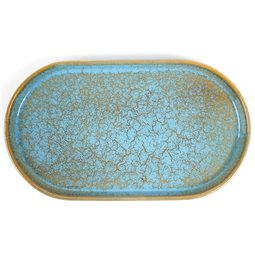 Тарелка Scratch Blue L, овальный, коричневый/синий, фарфор, 31x18cm H3cm