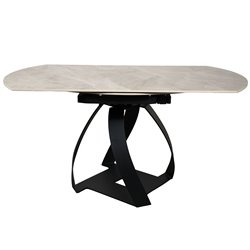 Extendable dining table Raine C6, rotating, sintered stone/metal, 90-150x150cm H75cm