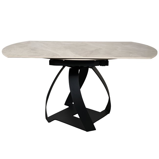 Extendable dining table Raine C6, rotating, sintered stone/metal, 90-150x150cm H75cm