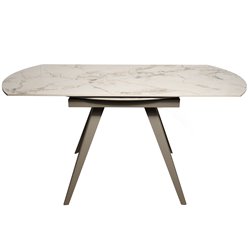 Extendable dining table Raon Y043, rotating, sintered stone/metal, 90-160x160cm H75cm