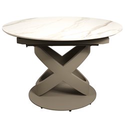 Extendable dining table Ratno Y041, rotating, sintered stone/metal, 120-180x120cm H75cm