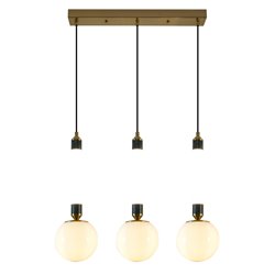 Pendant lamp Mokrin 3A, white/bronze/brass color, H54-140x60x15cm, E27x3, LED 15W, 3000K