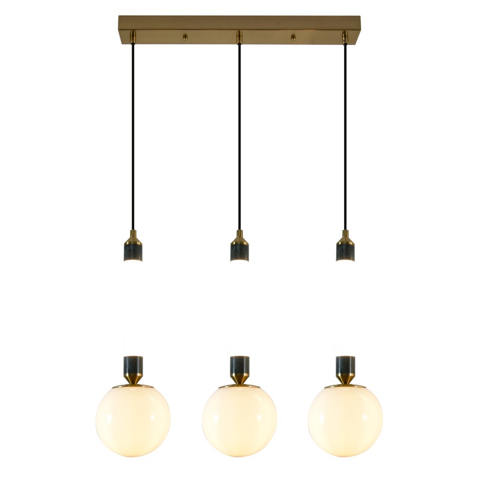 Pendant lamp Mokrin 3A, white/bronze/brass color, H54-140x60x15cm, E27x3, LED 15W, 3000K