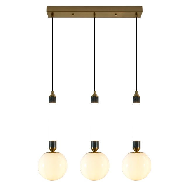 Pendant lamp Mokrin 3A, white/bronze/brass color, H54-140x60x15cm, E27x3, LED 15W, 3000K