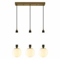 Pendant lamp Mokrin 3A, white/bronze/brass color, H54-140x60x15cm, E27x3, LED 15W, 3000K