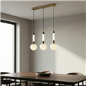 Pendant lamp Mokrin 3A, white/bronze/brass color, H54-140x60x15cm, E27x3, LED 15W, 3000K