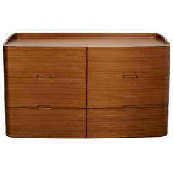 Six drawers dresser Raften 6, walnut veneer/MDF, H84x140x45cm