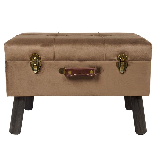 ZZZ Bench with storage box Ferento M, yellow color, velvet, H35x54x37cm