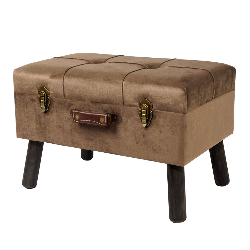 ZZZ Bench with storage box Ferento M, yellow color, velvet, H35x54x37cm