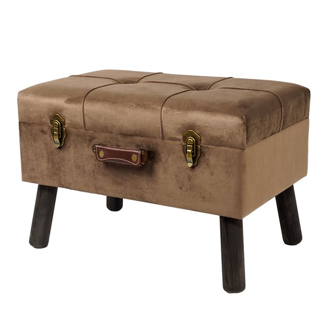 ZZZ Bench with storage box Ferento M, yellow color, velvet, H35x54x37cm
