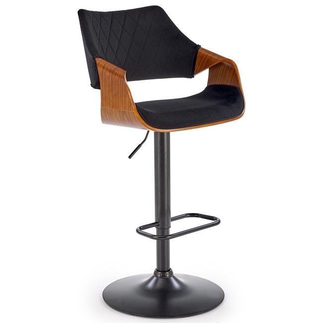 Bar stool H124, nut/black, H93-114x55x52cm
