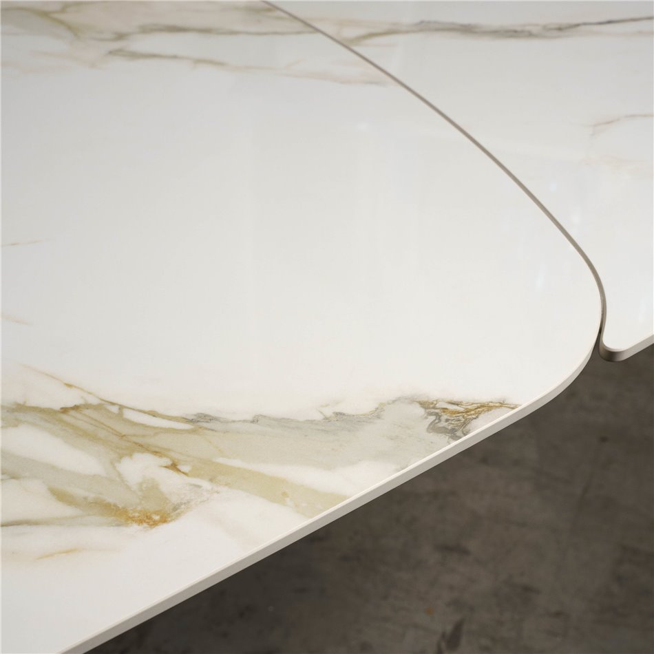 Extendable dining table Raton Y015, sintered stone/metal, 160-240x90cm H75cm