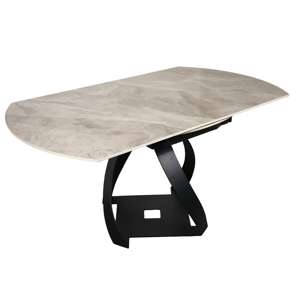 Extendable dining table Raine C6, rotating, sintered stone/metal, 90-150x150cm H75cm