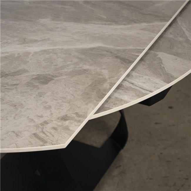 Extendable dining table Raine C6, rotating, sintered stone/metal, 90-150x150cm H75cm