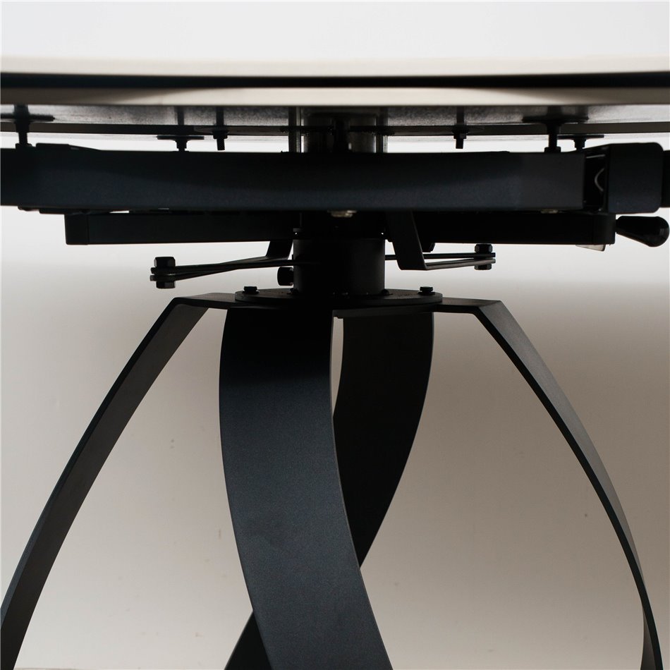 Extendable dining table Raine C6, rotating, sintered stone/metal, 90-150x150cm H75cm
