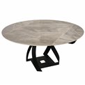 Extendable dining table Raine C6, rotating, sintered stone/metal, 90-150x150cm H75cm