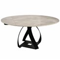 Extendable dining table Raine C6, rotating, sintered stone/metal, 90-150x150cm H75cm