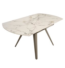 Extendable dining table Raon Y043, rotating, sintered stone/metal, 90-160x160cm H75cm