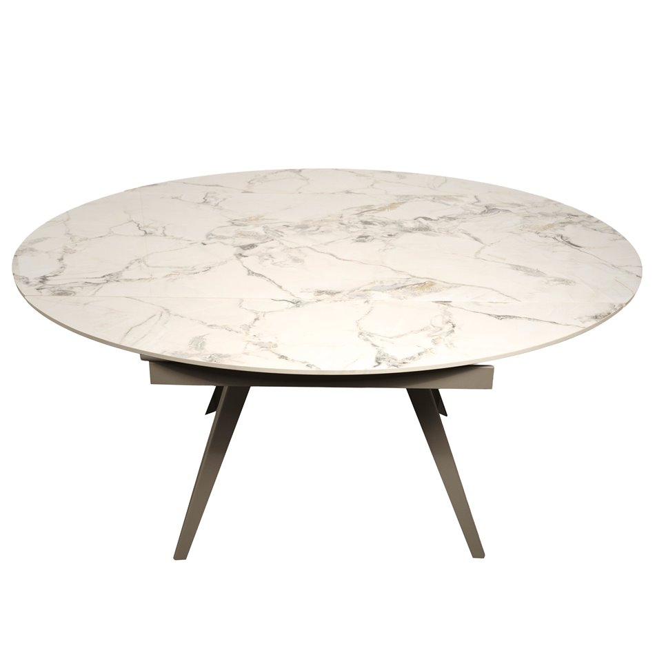 Extendable dining table Raon Y043, rotating, sintered stone/metal, 90-160x160cm H75cm