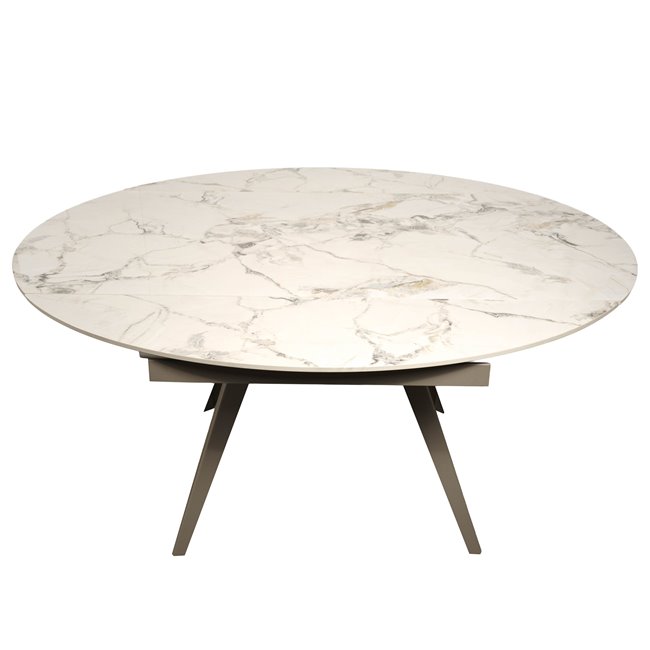 Extendable dining table Raon Y043, rotating, sintered stone/metal, 90-160x160cm H75cm