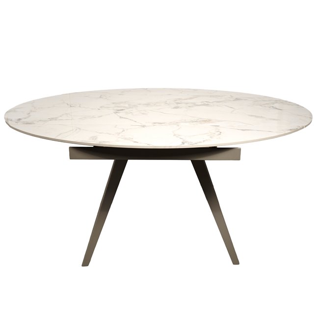 Extendable dining table Raon Y043, rotating, sintered stone/metal, 90-160x160cm H75cm