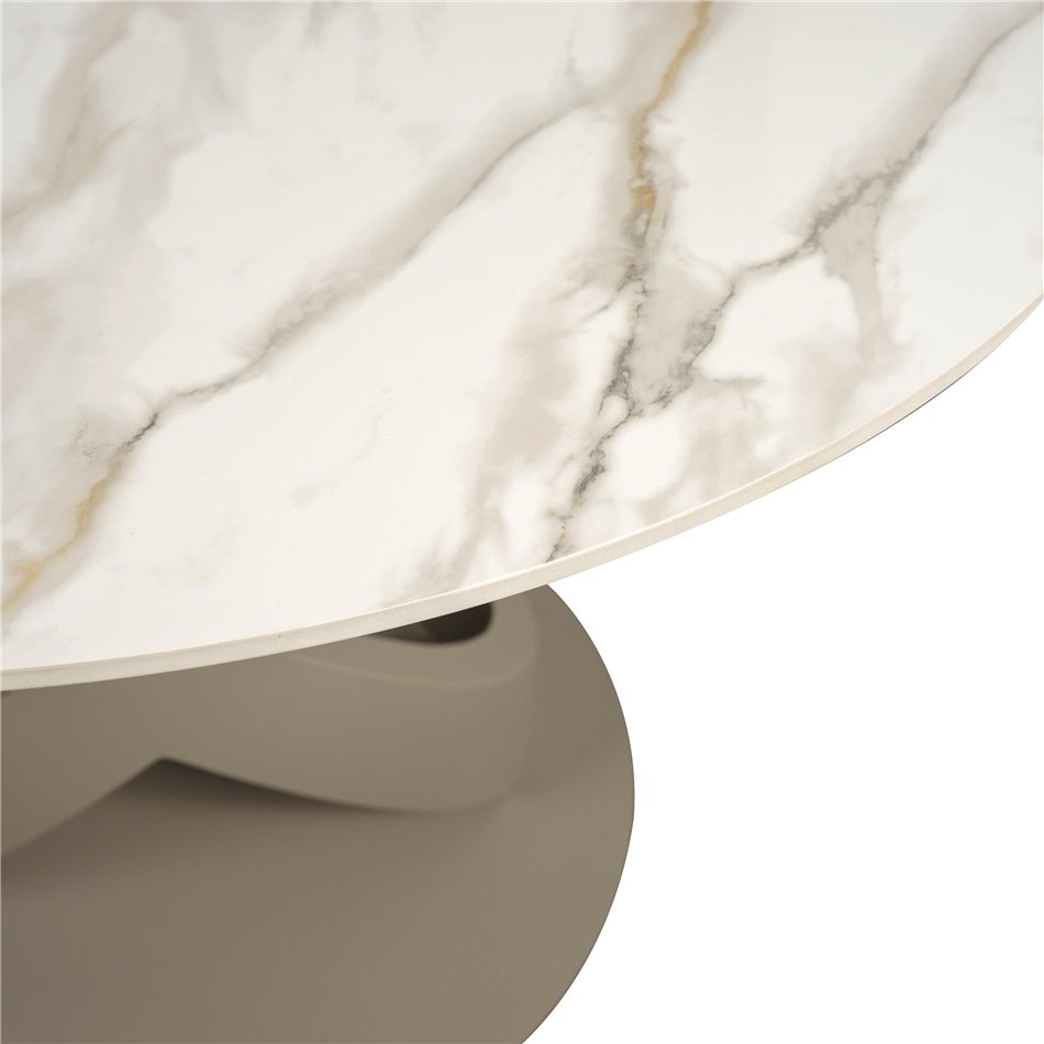 Extendable dining table Ratno Y041, rotating, sintered stone/metal, 120-180x120cm H75cm