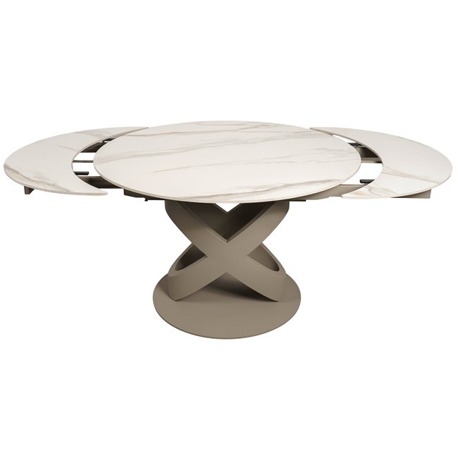 Extendable dining table Ratno Y041, rotating, sintered stone/metal, 120-180x120cm H75cm