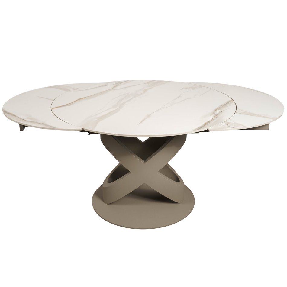 Extendable dining table Ratno Y041, rotating, sintered stone/metal, 120-180x120cm H75cm