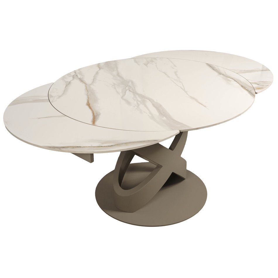 Extendable dining table Ratno Y041, rotating, sintered stone/metal, 120-180x120cm H75cm