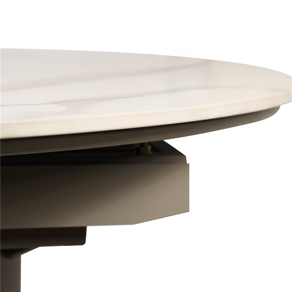 Extendable dining table Ratno Y041, rotating, sintered stone/metal, 120-180x120cm H75cm