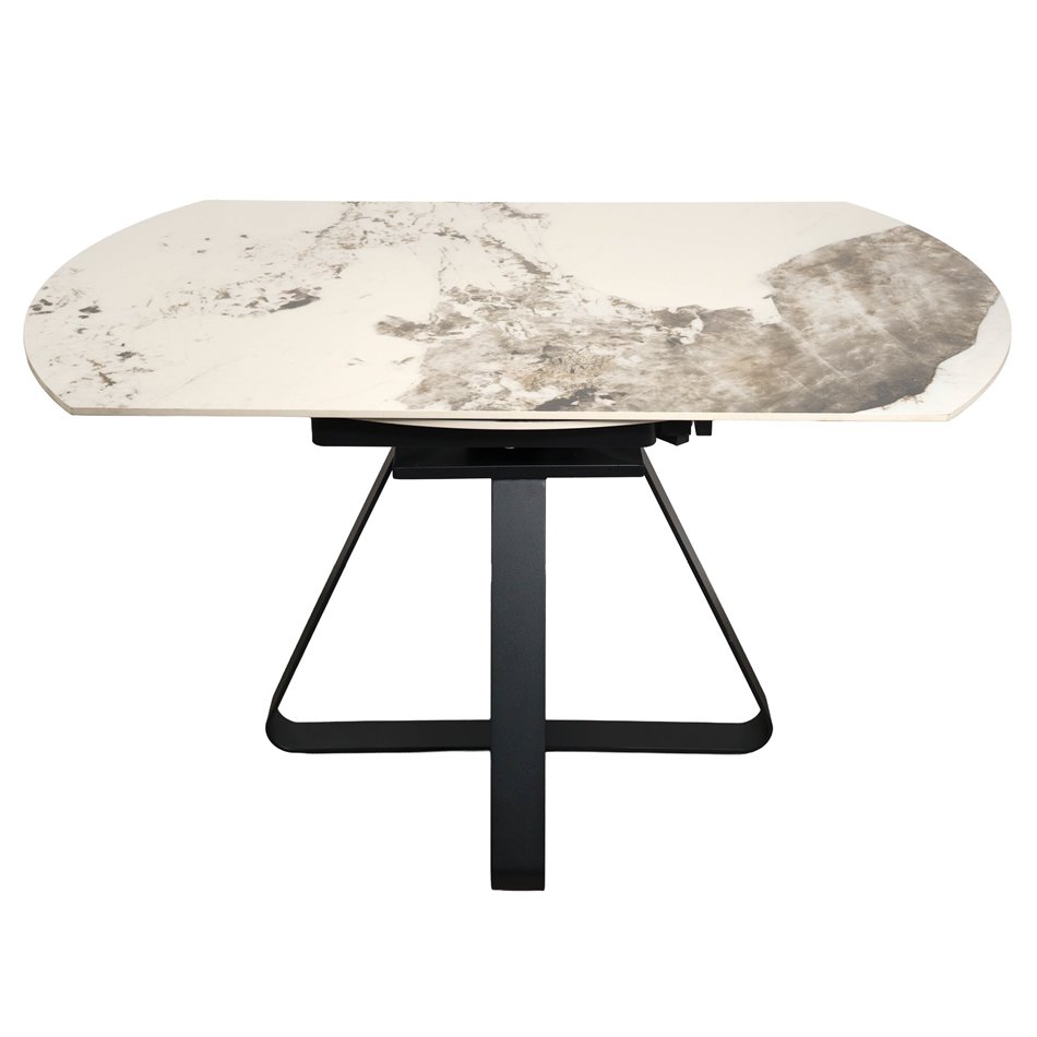 Extendable dining table Rapallo Y024, rotating, sintered stone/metal, 85-135x135cm H75cm