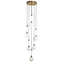 Pendant lamp Mokrin 6, white/bronze/brass color, H54-250x45x15cm, LED 30W, 3000K