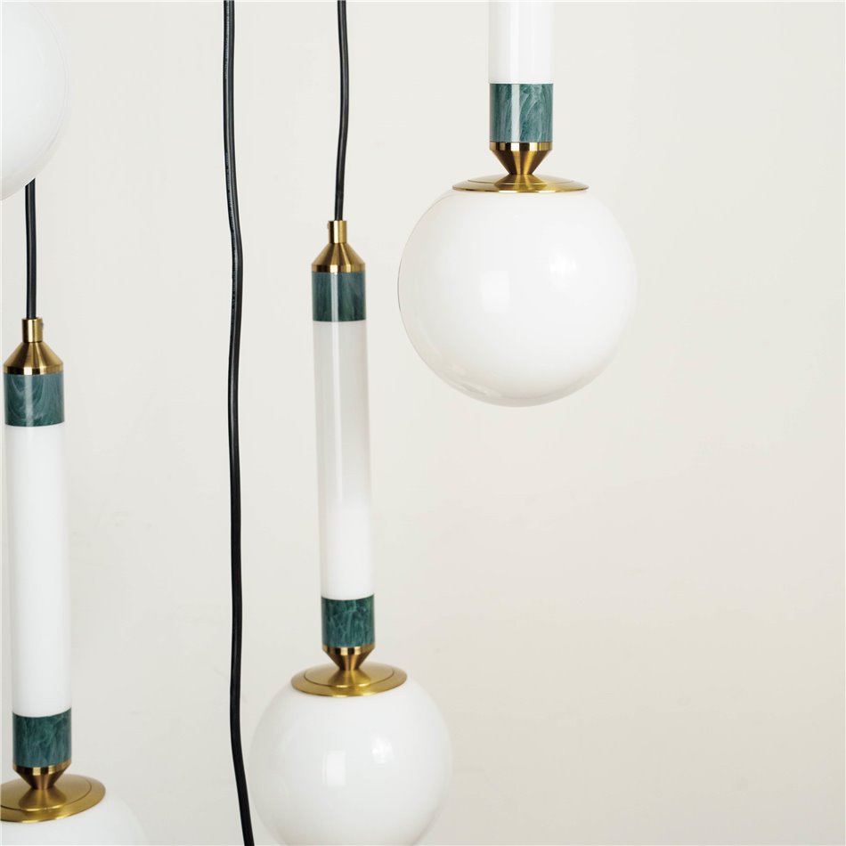 Pendant lamp Mokrin 6, white/bronze/brass color, H54-250x45x15cm, LED 30W, 3000K