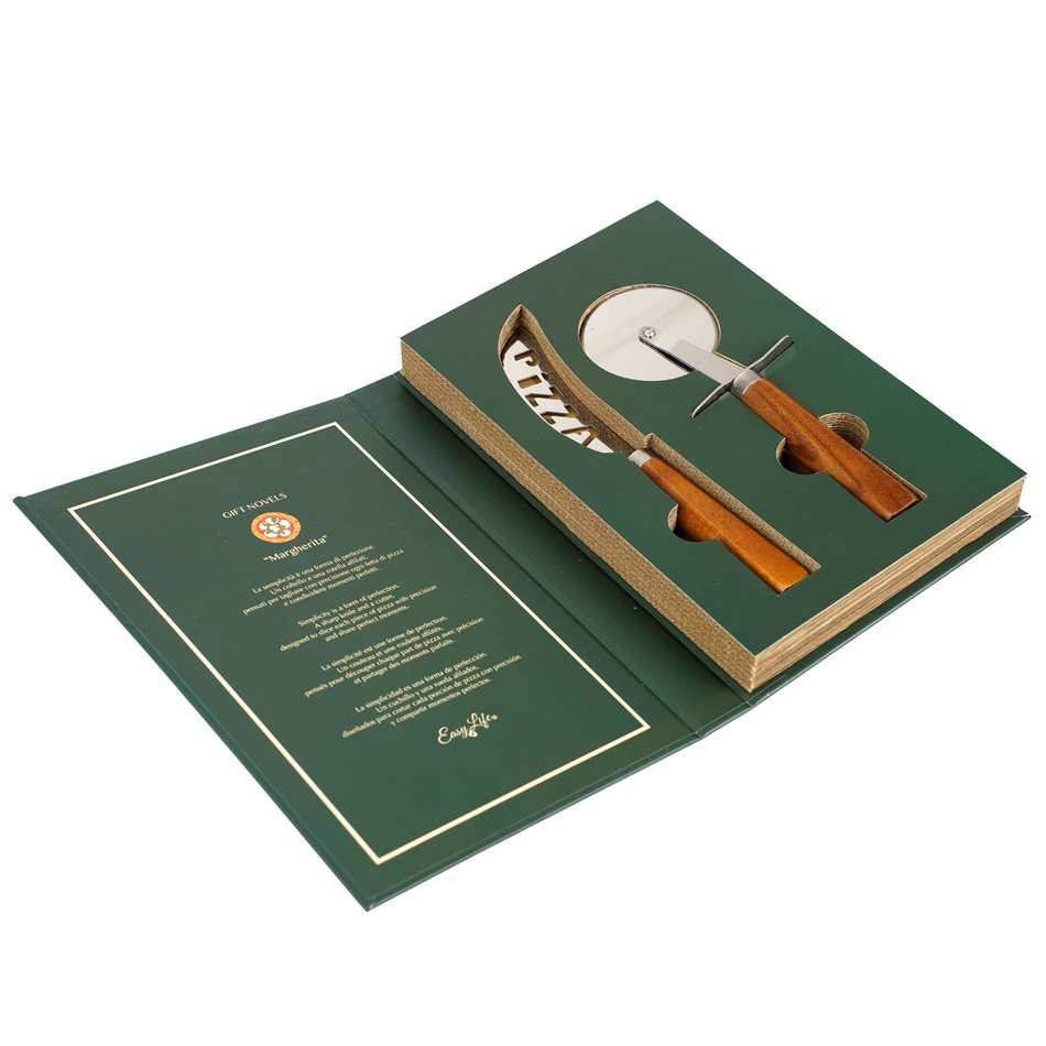 Pizza knife and cutter in gift box, 26x16.8cm H3cm