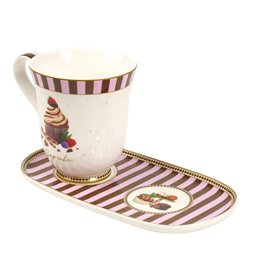 Porcelain mug with saucer in gift box, 350ml, H10x21x13cm