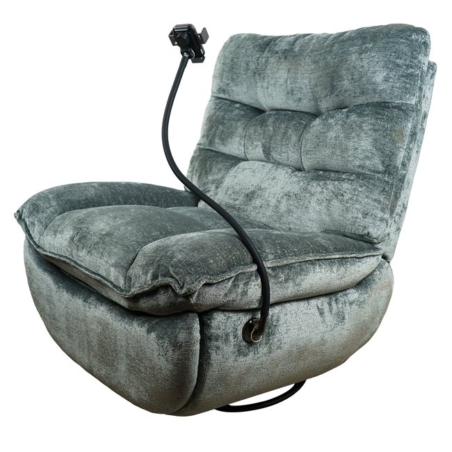 Electric recliner/rocking chair Hogsten, grey/bluish, swiwel, H106x106-174x95cm