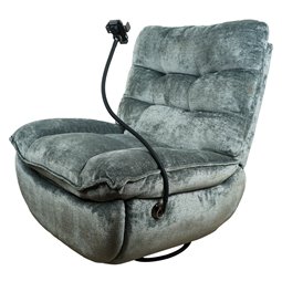 Electric recliner/rocking chair Hogsten, grey/bluish, swiwel, H106x106-174x95cm
