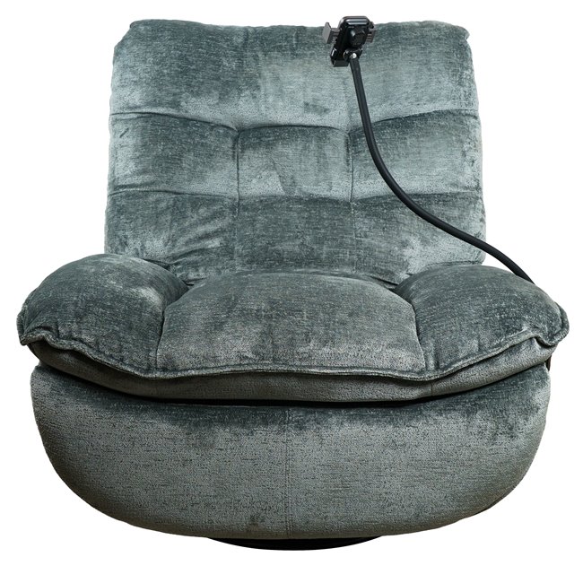 Electric recliner/rocking chair Hogsten, grey/bluish, swiwel, H106x106-174x95cm
