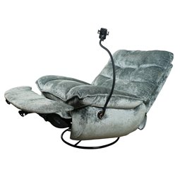 Electric recliner/rocking chair Hogsten, grey/bluish, swiwel, H106x106-174x95cm