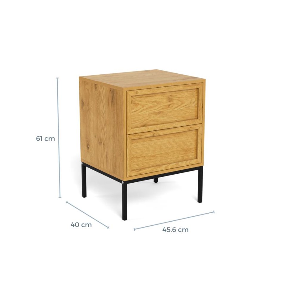 Bedside table Almdale, steel/MDF, H61x40x45.6cm