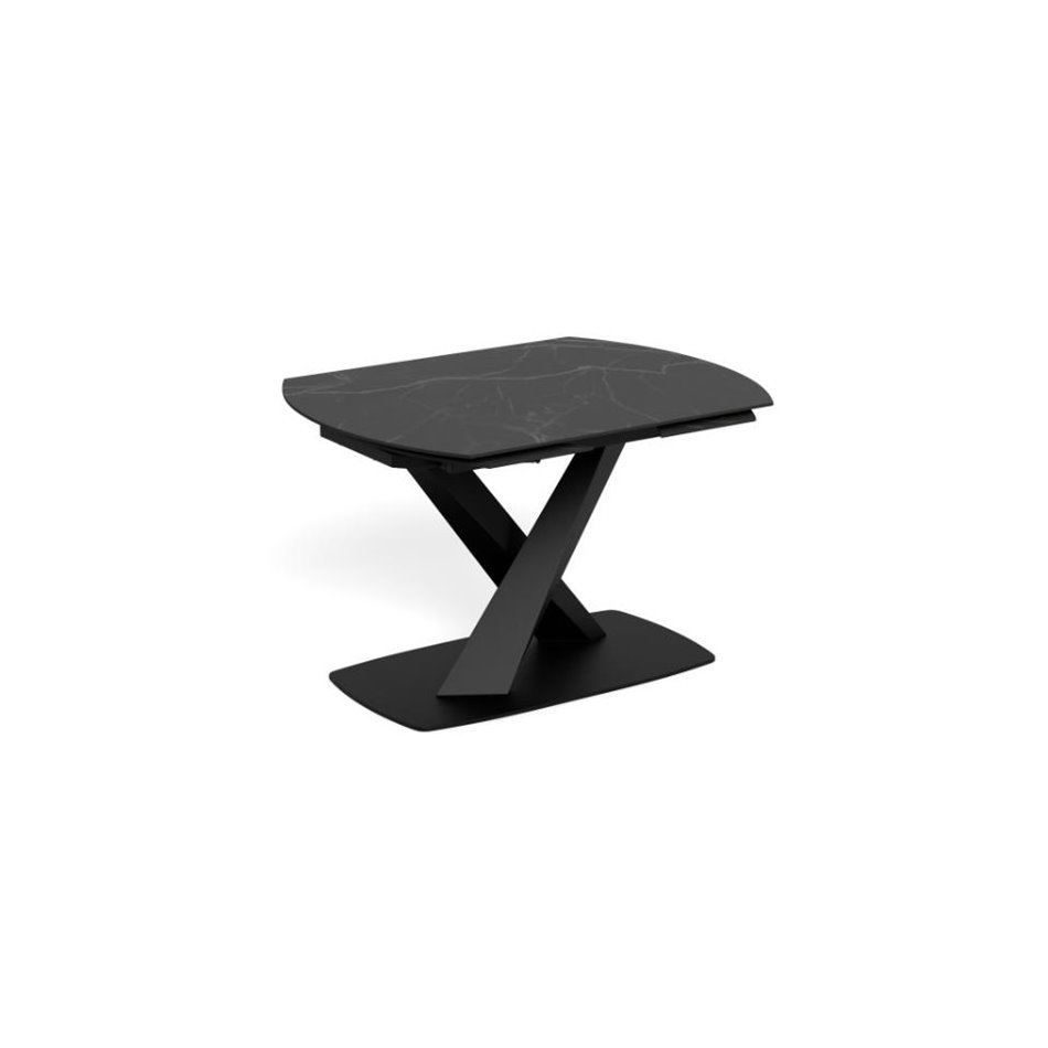 Extendable dining table Akorella, black, steel/ceramic, 120-180cm H77x90cm